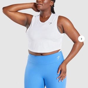 White gymshark training crop tank